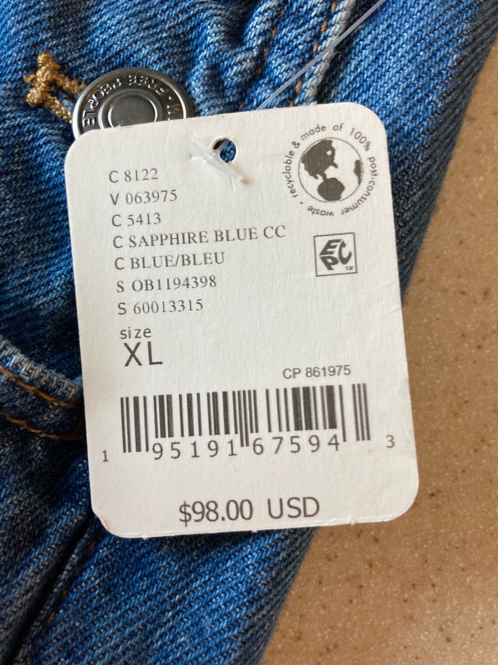 Free People Blue Denim Overalls - Classic Bib Style Women Size XL - Picture 14 of 16